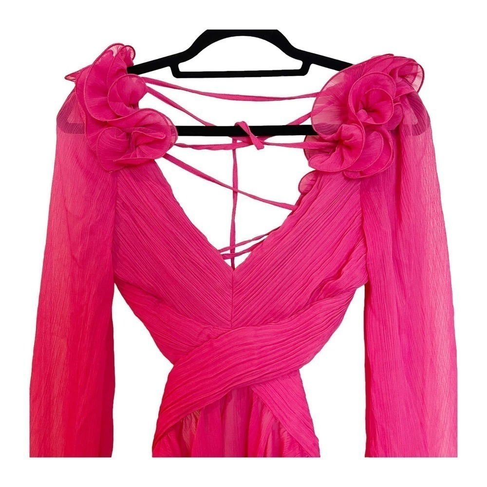 NEW VICI COLLECTION Cutout Chiffon Peplum Blouse Pink Size XS - Picture 11 of 11